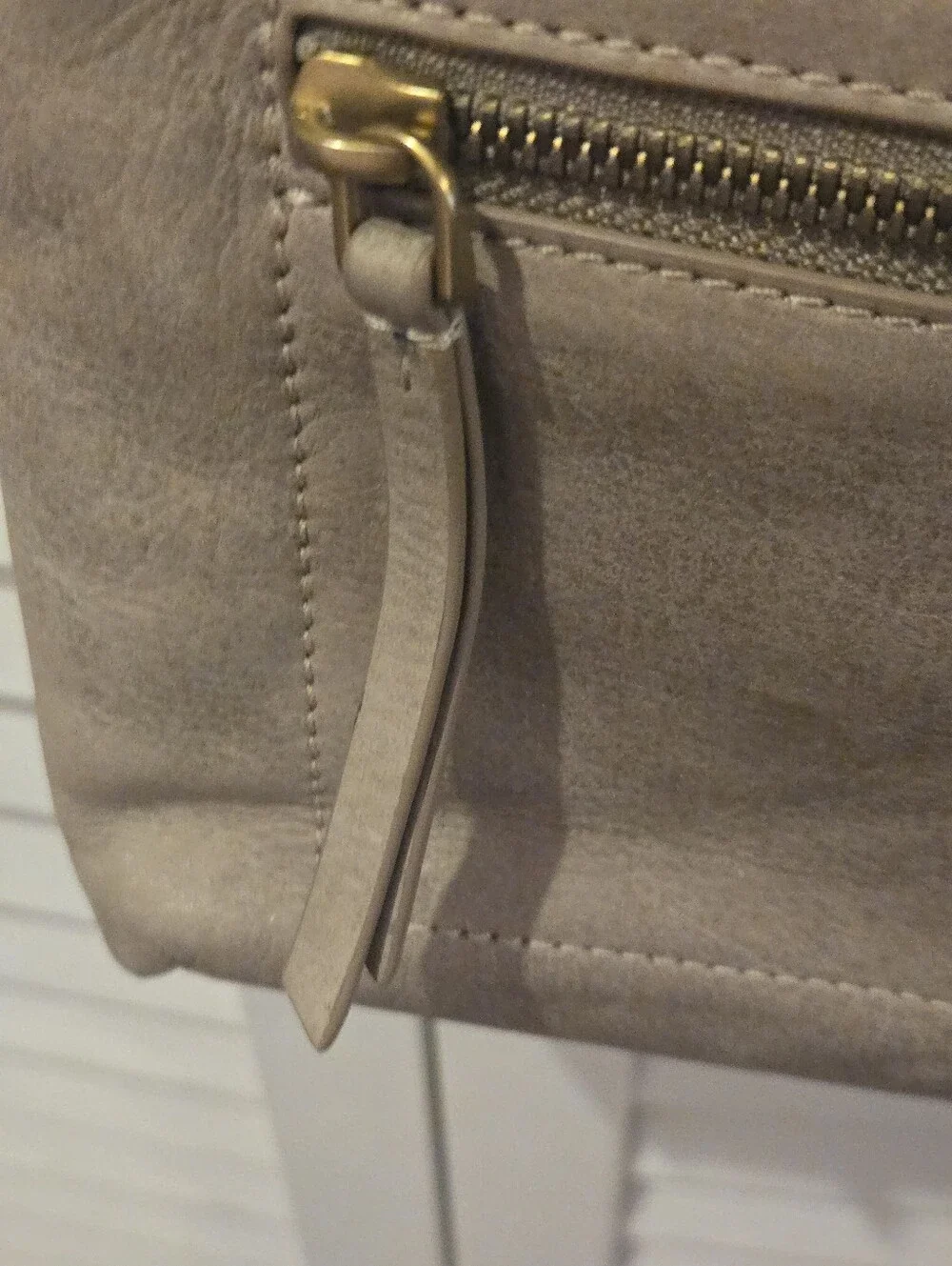 Margot New York Taupe Greige Genuine Leather Crossbody Bag Purse Equestrian Clip